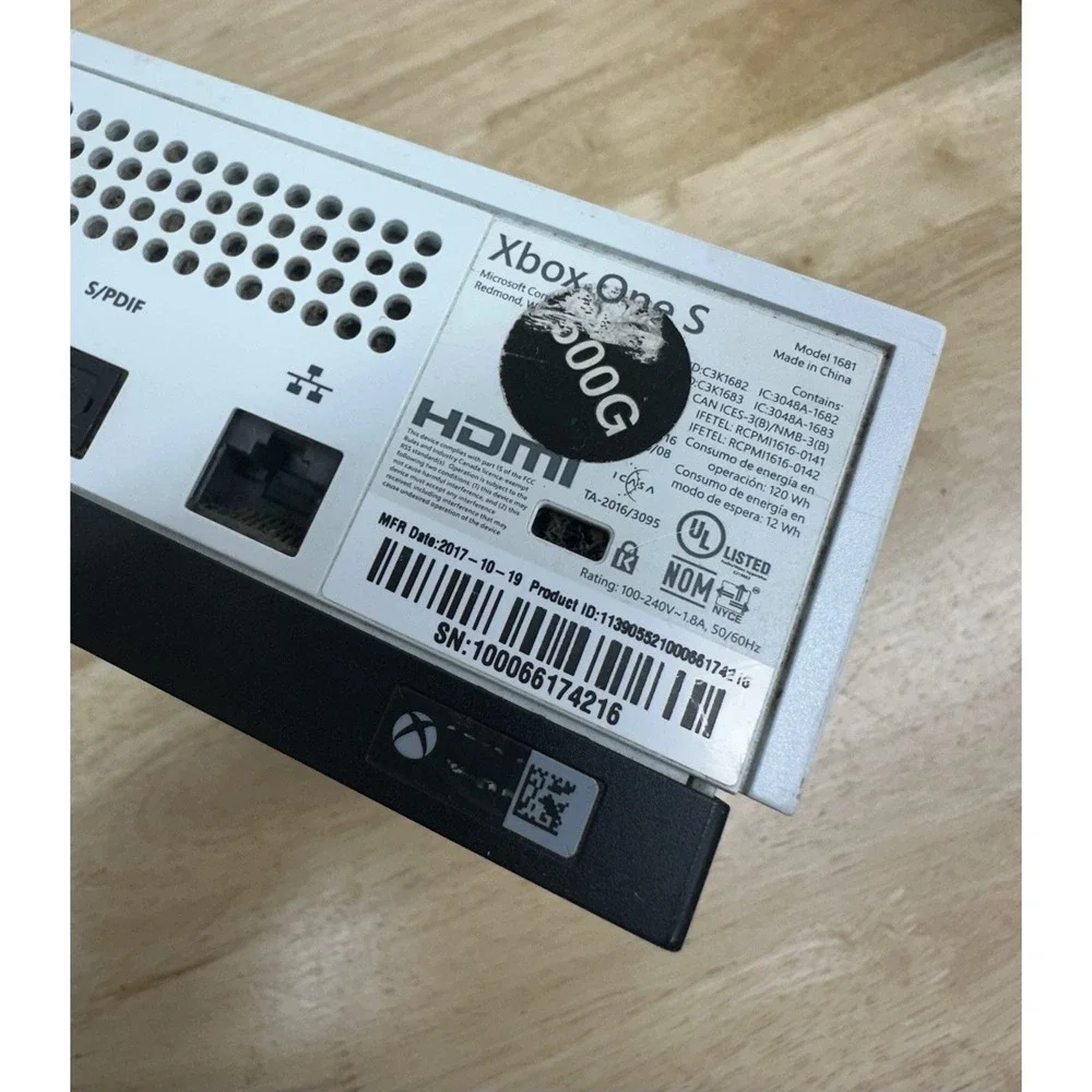 Microsoft Xbox One S 500GB Console – Tested & Working – Power Cable Included